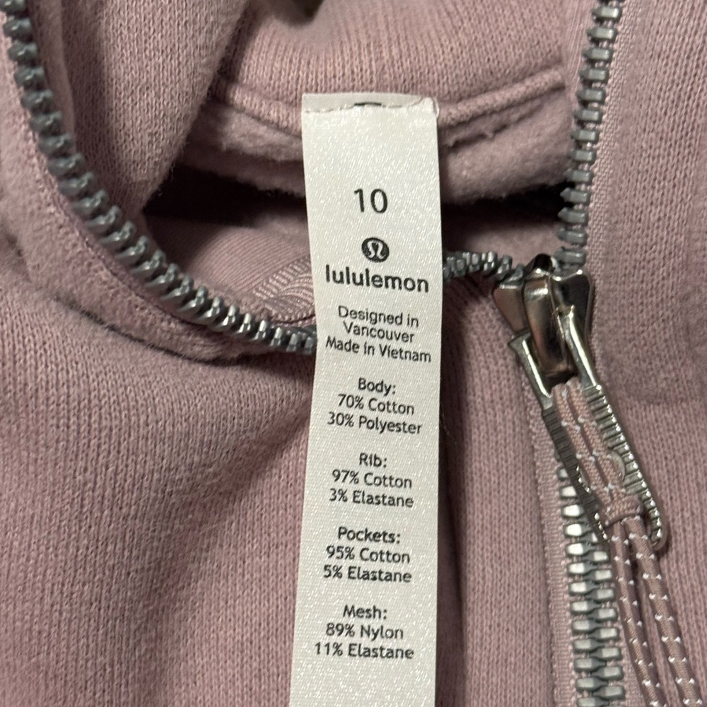 Lululemon Scuba 2 Hoodie Women’s 10 Rose Blush Full Zip Hoodie - Picture 5 of 9